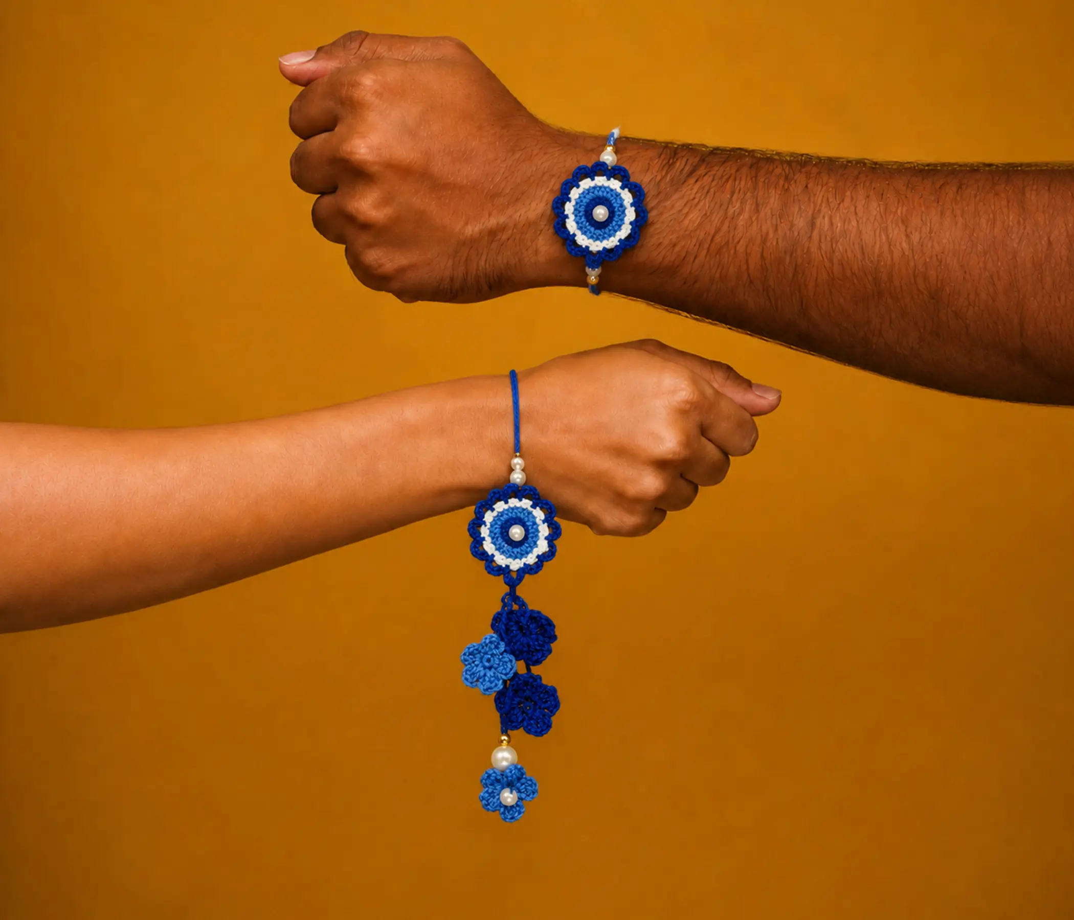 Guardian Evil Eye Artisan Crochet Bhai Bhabhi Rakhi Set for Raksha Bandhan